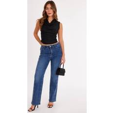 4XL - Women Jeans Quiz Dark Indigo Denim Diamante Jeans - Grey
