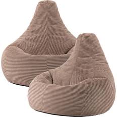 Brown Bean Bags Bean Bag Bazaar Icon Corduroy Lounger Set of 2 Brown Bean Bag