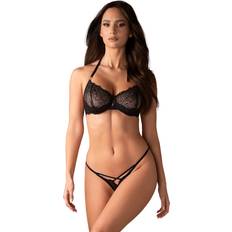 Enfärgade Underklädesset Obsessive Iliosa Crotchless Set - Black