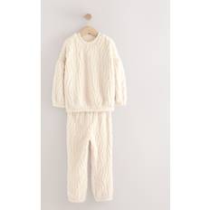 Polyester Pyjamasser Børnetøj NEXT Cream Fleece Jacquard Pyjamas Set 2 Piece