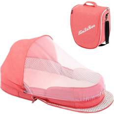 Pink Travel Cots Foldable Portable Lightweight Baby Cot Travel Cradle