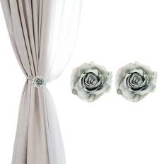 Green Mounts & Hooks for Curtains Uxcell 2 Pack Artificial Rose Flower Curtain Tiebacks Clips Green