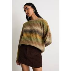 Green - Women Jumpers Warehouse Ombre Knitted Crew Neck Jumper - Olive