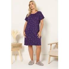 Yours Women's Moon Print Placket Nightdress - Purple
