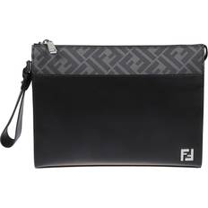 Herre Clutch tasker Fendi Ikonisk Monogram Læder Pung Squared FF Pouch - Sort