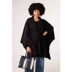 Women Capes & Ponchos Blue Vanilla Women's Black Belted Cape Coat