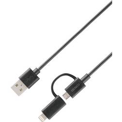 Deltaco USB A - USB Micro-B 2.0 (with Lightning) 1m