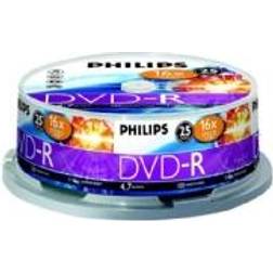 Philips Supporto registrabile DVD DR4S6B25F 00 DVD R 16x 4,70 GB 25 Pacco Spindle 120mm 2 Ora Tempo di registrazione massimo