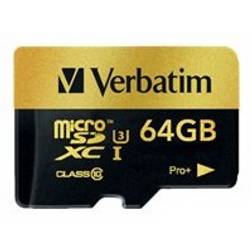 Verbatim Memory Card microSDXC w/Adapter 64GB BK/GD 44034