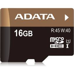 Adata 16GB Premier microSDHC UHS-I Class 10 Memory Card with SD Adapter, Speed Up to 50MB/s (AUSDH16GUICL10-RA1)