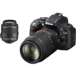 Nikon D5200 Nero Kit AF-S DX 18-55 mm VR 55-300mm VR Sensore CMOS 24.1 Mpx Display 3' Filmati Full HD Stabilizzata Europa