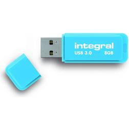 Integral 8GB Neon USB Flash Drive, USB 2.0, Type-A, 0 60 C, Blu, Windows ME XP Vista 7 Mac OS 8.6 9.0 OS X Linux v2.4.0