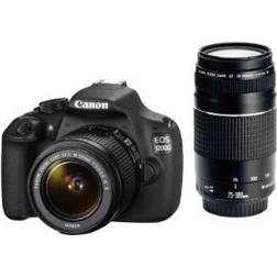 Canon EOS 1200D Nero Kit 18-55 mm DC III 75-300mm DC III Sensore CMOS 18Mpx Display 3'' Filmati Full HD GPS