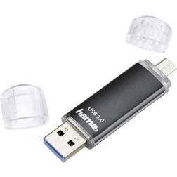 Hama Laeta Twin, 64GB 64GB USB 3.0 (3.1 Gen 1) Tipo-A Nero unità flash USB
