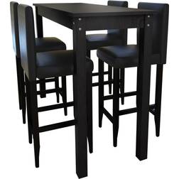 vidaXL Bartafel met 4 Barkrukken Zwart
