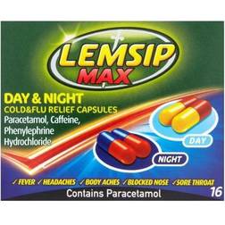 Lemsip Max Day & Night Cold & Flu Relief 500mg 16pcs Cápsula