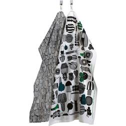 Marimekko Puutarhurin Parhaat Küchenhandtuch White/Black/Green (70x47cm)