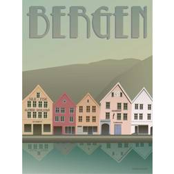 Vissevasse Bergen Bryggen Plakat 30x40cm