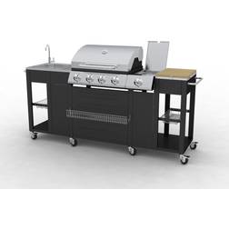 vidaXL Barbecue da Cucina per Esterni Montana 4 Fornelli - Nero