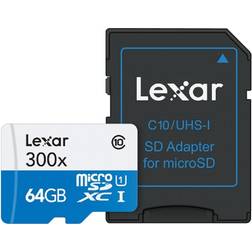 Lexar Media High Performance MicroSDXC Class 10 UHS-l U1 45/20MB/s 64GB (300x) +Adapter