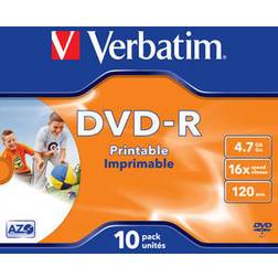 Verbatim 4.7GB 16X DVD-R Wide Inkjet Printable 10 Packs Disc Model 43521