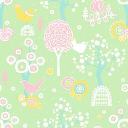 Majvillan Tapete Cherry Valley Tulip Green/ Pink/ Yellow vert/vert clair
