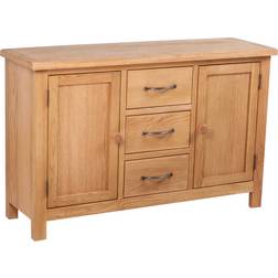 vidaXL Sideboard With 3 Drawers 110 x 33.5 x 70 cm Solid Oak Wood Mobile