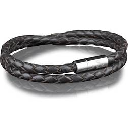 Skultuna Two Row Leather Bracelet Dark Brown Steel Taille: 40cm Coloeur: Marron