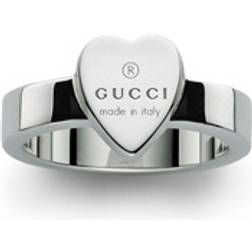 Gucci Trademark Heart Pendant Ring - Silver