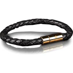 Skultuna Läderarmband Guld Medium 20cm - Svart