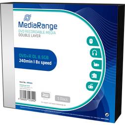 MediaRange DVD R DL 8,5 GB blanco dvd's 8x, 5 stuks