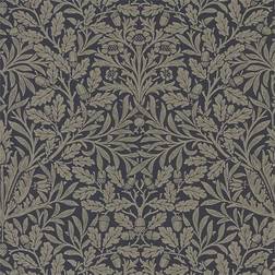 Morris & Co Tapete Pure Acorn Charcoal/ Gilver gris/noir