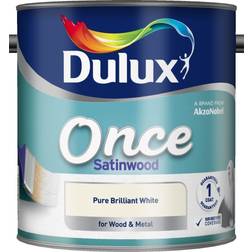 Dulux Once Satinwood Wood Paint, Metal Paint White 2.5L