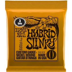 Ernie Ball 3222 Hybrid Slinky 3-Pack Corde Chitarra Elettrica