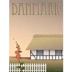 Vissevasse Danmark Bondehuset Plakat 15x21cm