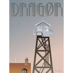 Vissevasse Dragør Lodstårn Plakat 15x21cm