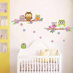 Walplus Owl Flowers Tree