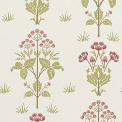 Morris & Co Tapete Meadow Sweet von Rose/ Olive verde/rosso