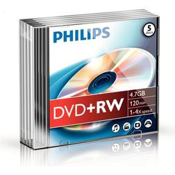 Philips DVD+RW 4.7GB 4x Slimcase 5-Pack