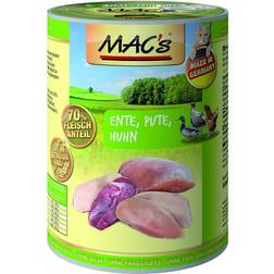 MAC's Cat 6 x 400 g Alimento Umido Per Gatti - Tacchino, Manzo, Anatra 2.4kg