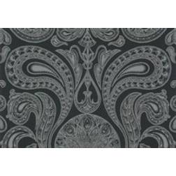 Cole & Son Tapete Malabar Gilver on Charcoal gris