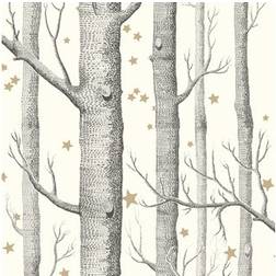 Cole & Son Tapete Woods Stars von Black White blanc/gris