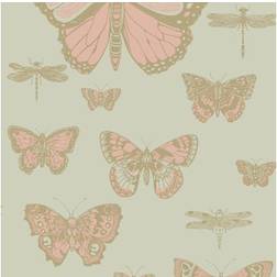 Cole & Son Butterflies Dragonflies Wallpaper Whimsical Soft pink on egg shell 103/15063 Roll