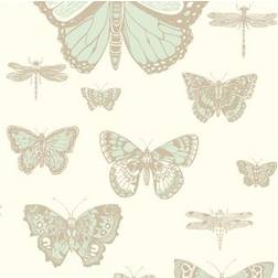 Cole & Son Butterflies Dragonflies Wallpaper Whimsical Egg shell on neutral 103/15065 Roll