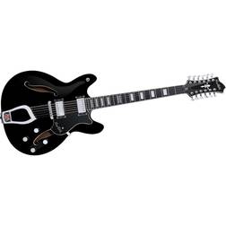 Hagström Viking Deluxe 12 Gloss Black Guitare semi-acoustique