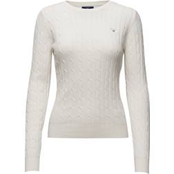 Gant Cotton Cable Crewneck Jumper - Eggshell