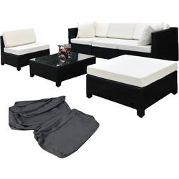 tectake Polyrattan loungesæt med aluminiumstel Loungesæt, 1 borde inkl. 1 sofaer