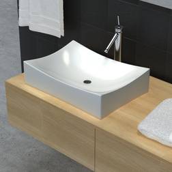 vidaXL Lavabo De Salle De Bain En Céramique Blanc Brillant