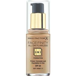 Max Factor Facefinity 3 In 1 Primer, Concealer And Foundation Spf20 77 Softhoney 30ml