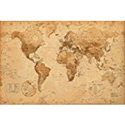 GB Eye World Map Antique Style Maxi Poster 91.5x61cm